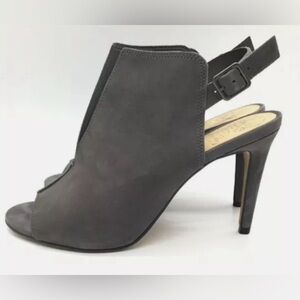 VINCE CAMUTO Catina Mule Sandal Size 8.5 Stone Gray Peep Toe Sling Back Heels